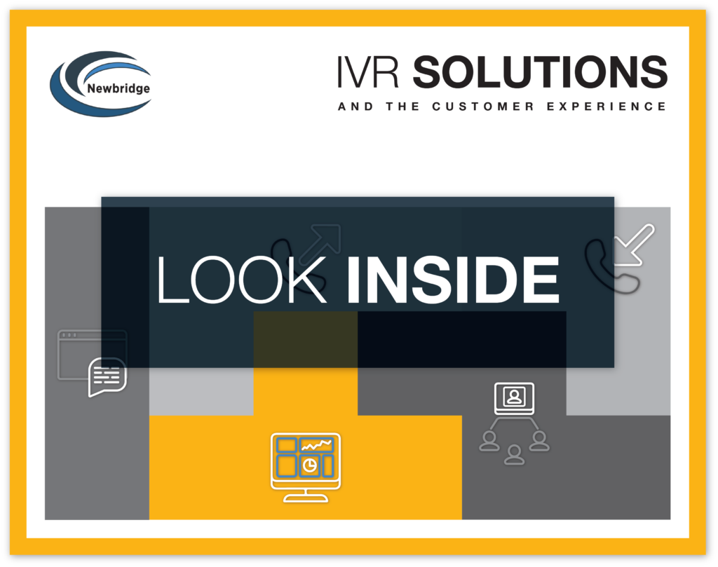Illustration of IVR solutions with icons for customer service technology.